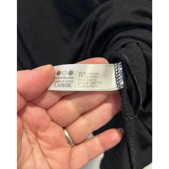 Vintage Three Dots Viscose Black Drape Front Blouse Top Size Large Made In USA - Picture 5 of 6